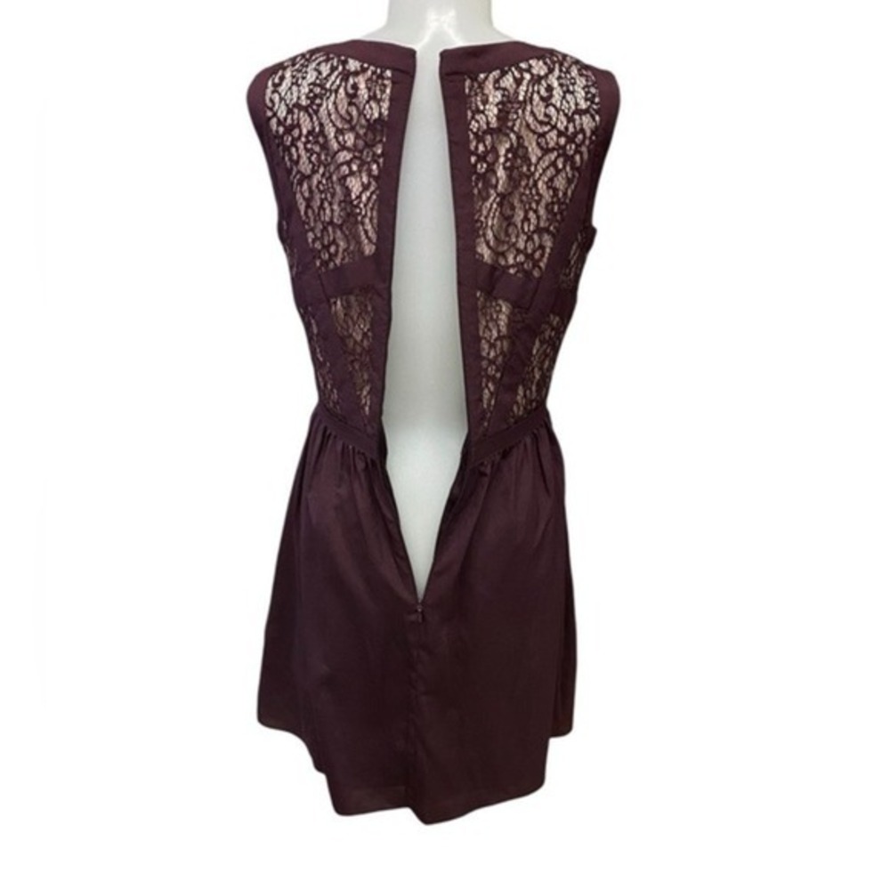 Gianni Bini Lace Cage Fit and Flare Midi Dress Burgundy Romantic Womens Size 2 - Picture 7 of 11
